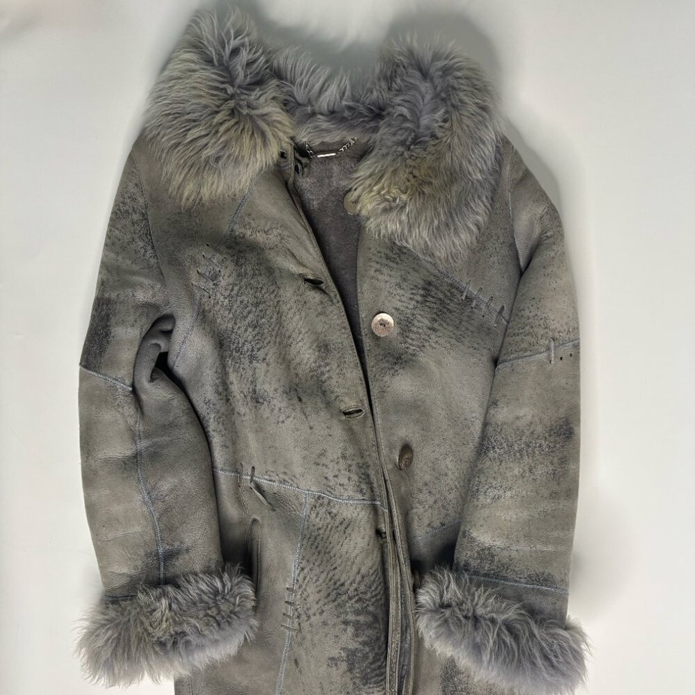 Reisler Sheepskin coat with 100% real blue fur